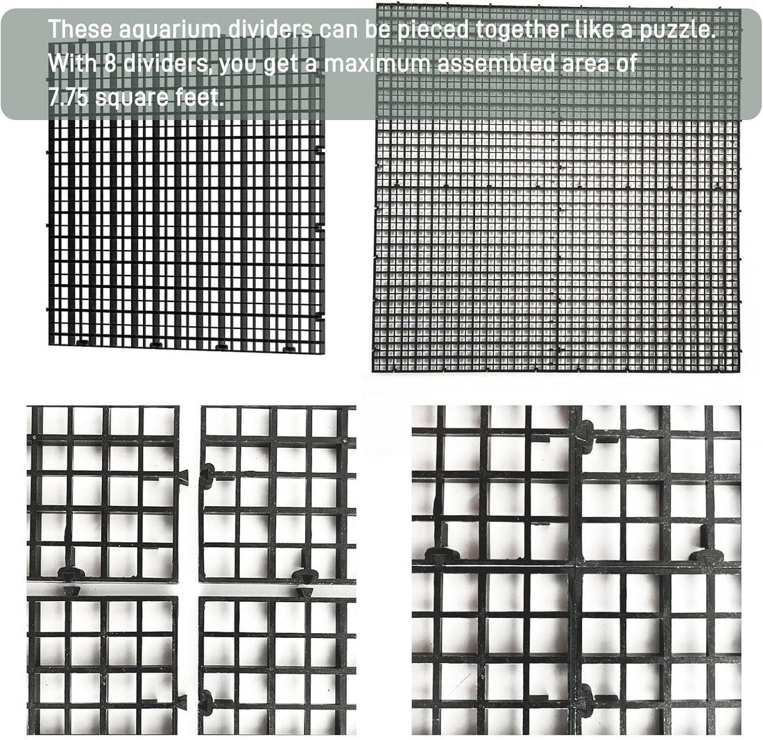 Black Aquarium Divider Panel Fish Tank Separator Plastic Grid