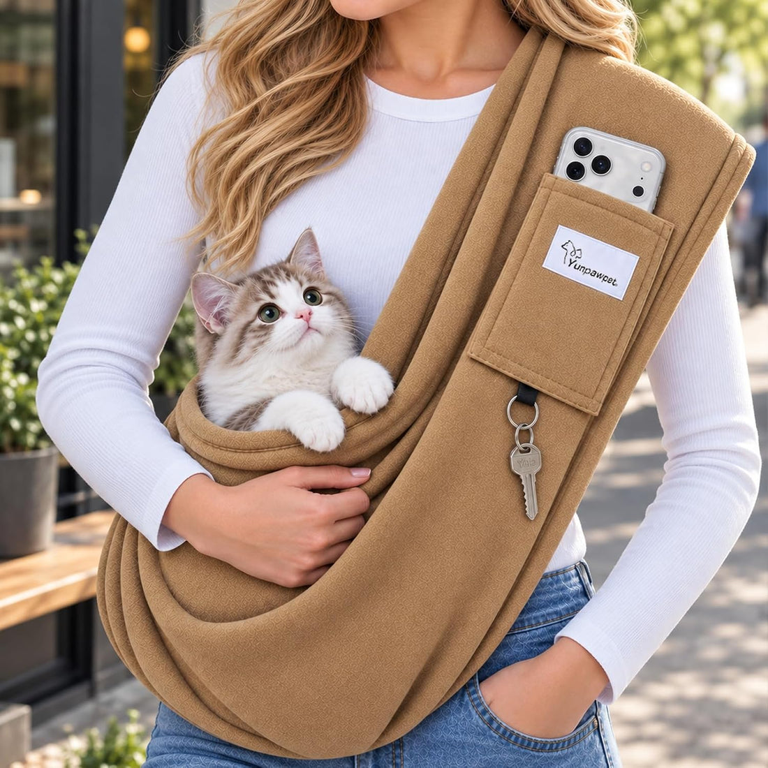 Cat Sling Carrier & Pet Sling for Small Dogs & Cats 3-14 lbs