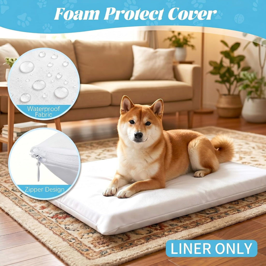 2 Pack Waterproof Dog Bed Liner,Square