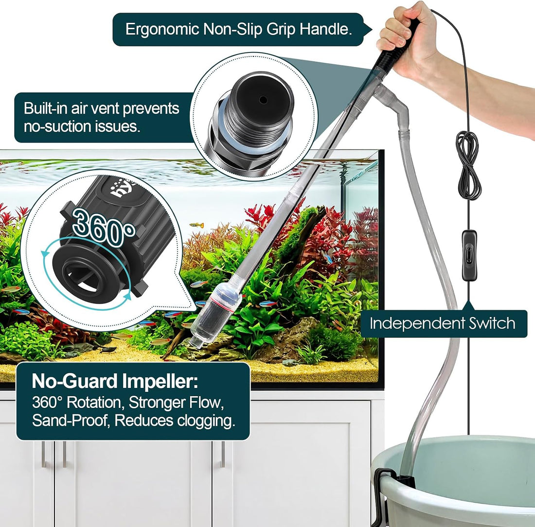 hygger Electric Aquarium Gravel Cleaner, 528GPH Fish Tank Vacuum