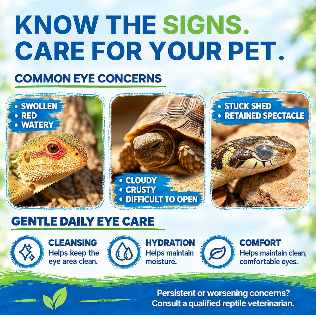 Reptile Eye Drops with Manuka Honey, Heartleaf & Hyaluronic Acid – Gentle Eye Wash & Moisturizing Care for Bearded Dragons, Turtles, Snakes, Geckos & Lizards,5 ml