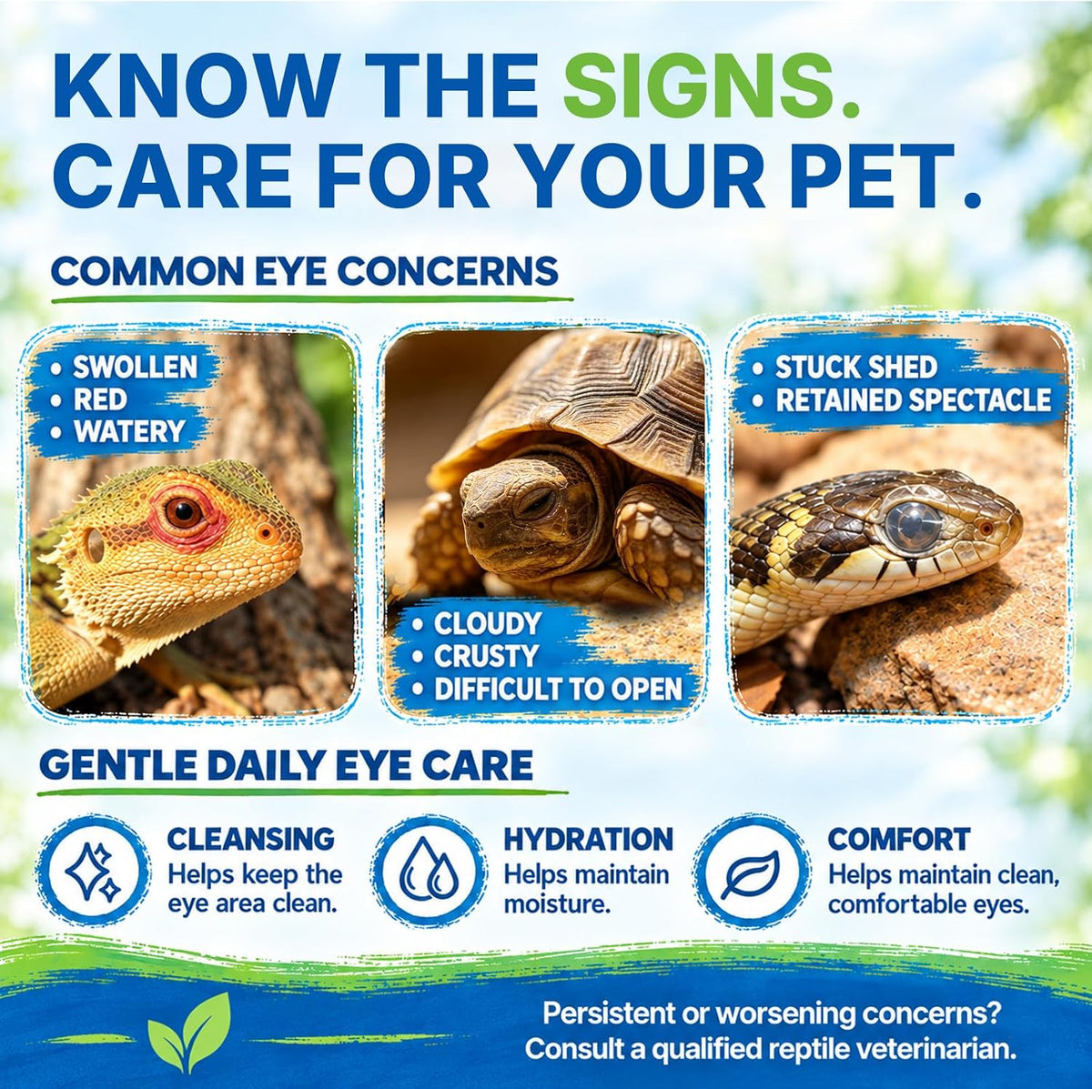Reptile Eye Drops with Manuka Honey, Heartleaf & Hyaluronic Acid – Gentle Eye Wash & Moisturizing Care for Bearded Dragons, Turtles, Snakes, Geckos & Lizards,5 ml