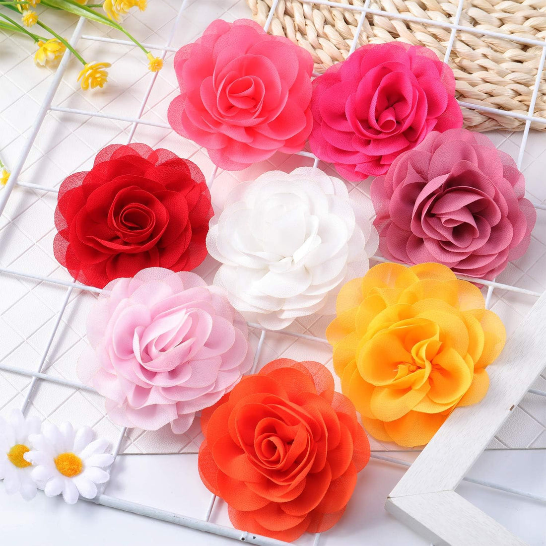 WILLBOND 8 Pcs Dog Collar Flower Bow Tie for Pet Grooming, Multi-color