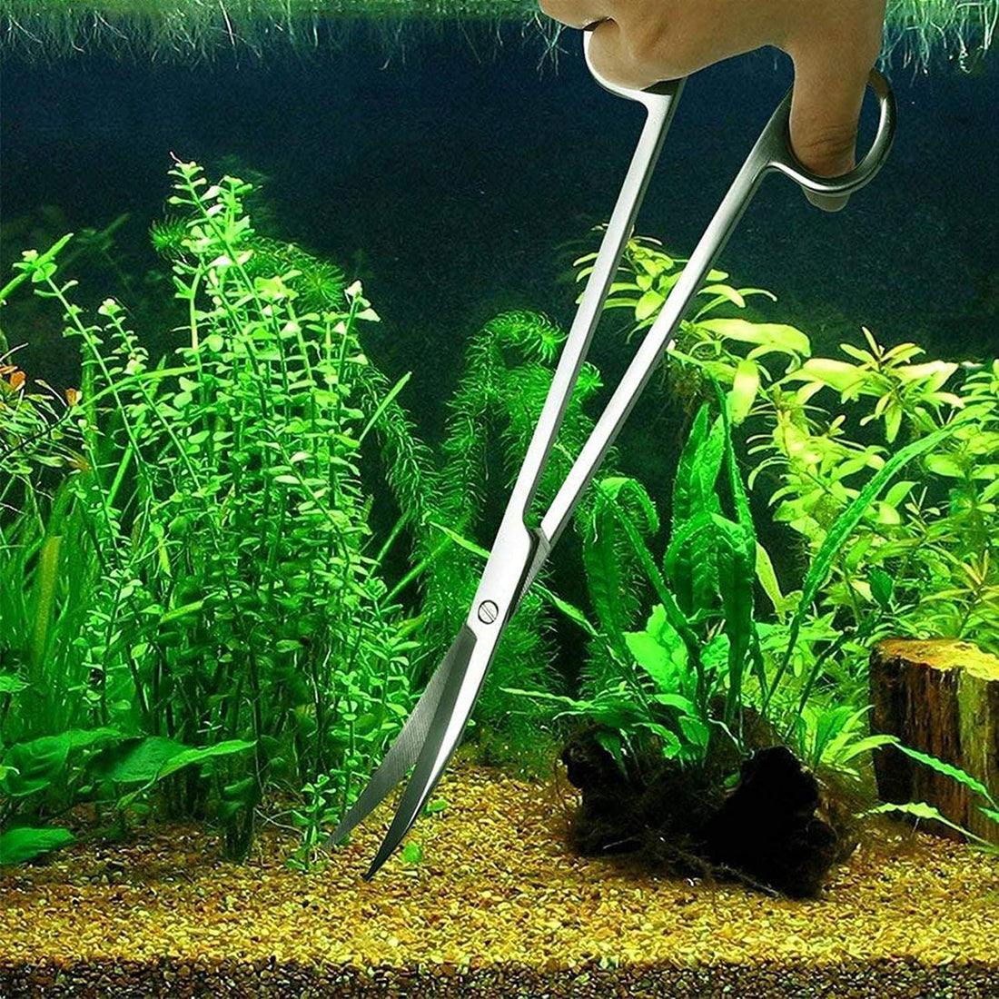 15in Aquascaping Tools, 4 in 1 Long Aquarium Tweezers Scissors Spatula