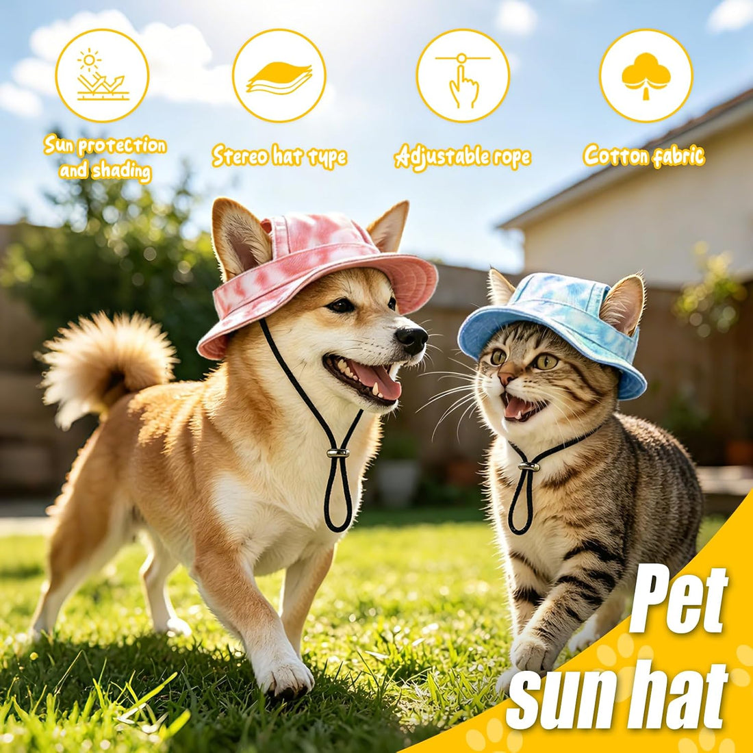 Dog Sun Hat, Hat for Dogs with Ear Holes, Pet Apparel Accessories