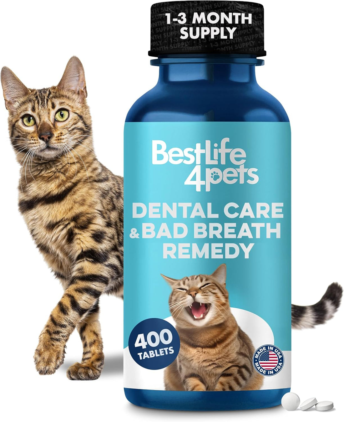 Cat Dental Care Supplement for Bad Breath, Tartar & Gum Support