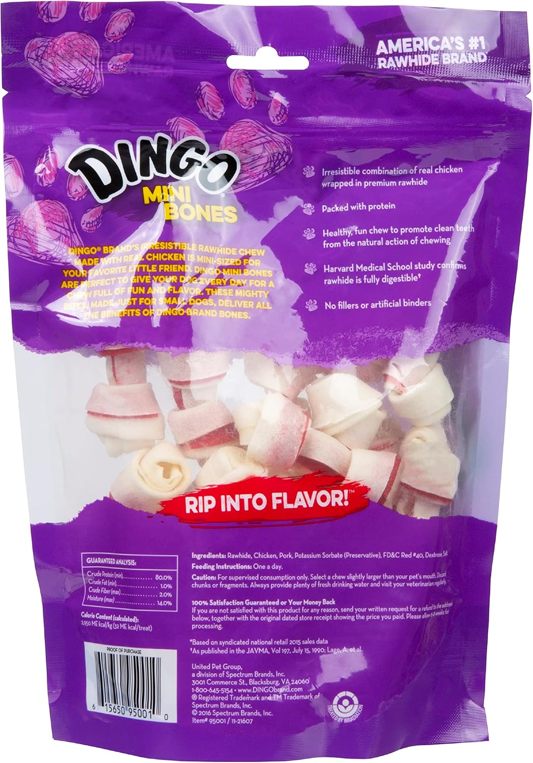 Dingo Mini Bone Rawhide Dog Treat For Small Dogs, 21 Count