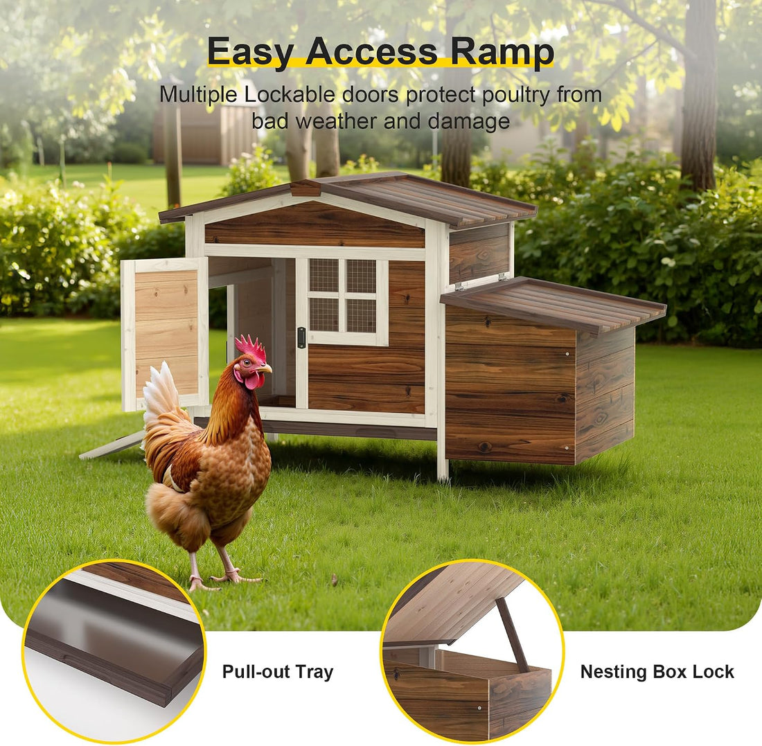 GOJOOASIS Chicken Coop for 2 Chickens Raised House with Ramp