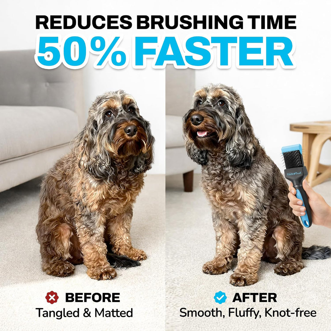 The Doodle Brush Slicker Dog Brushes Curly Coat Detangler, Single Head