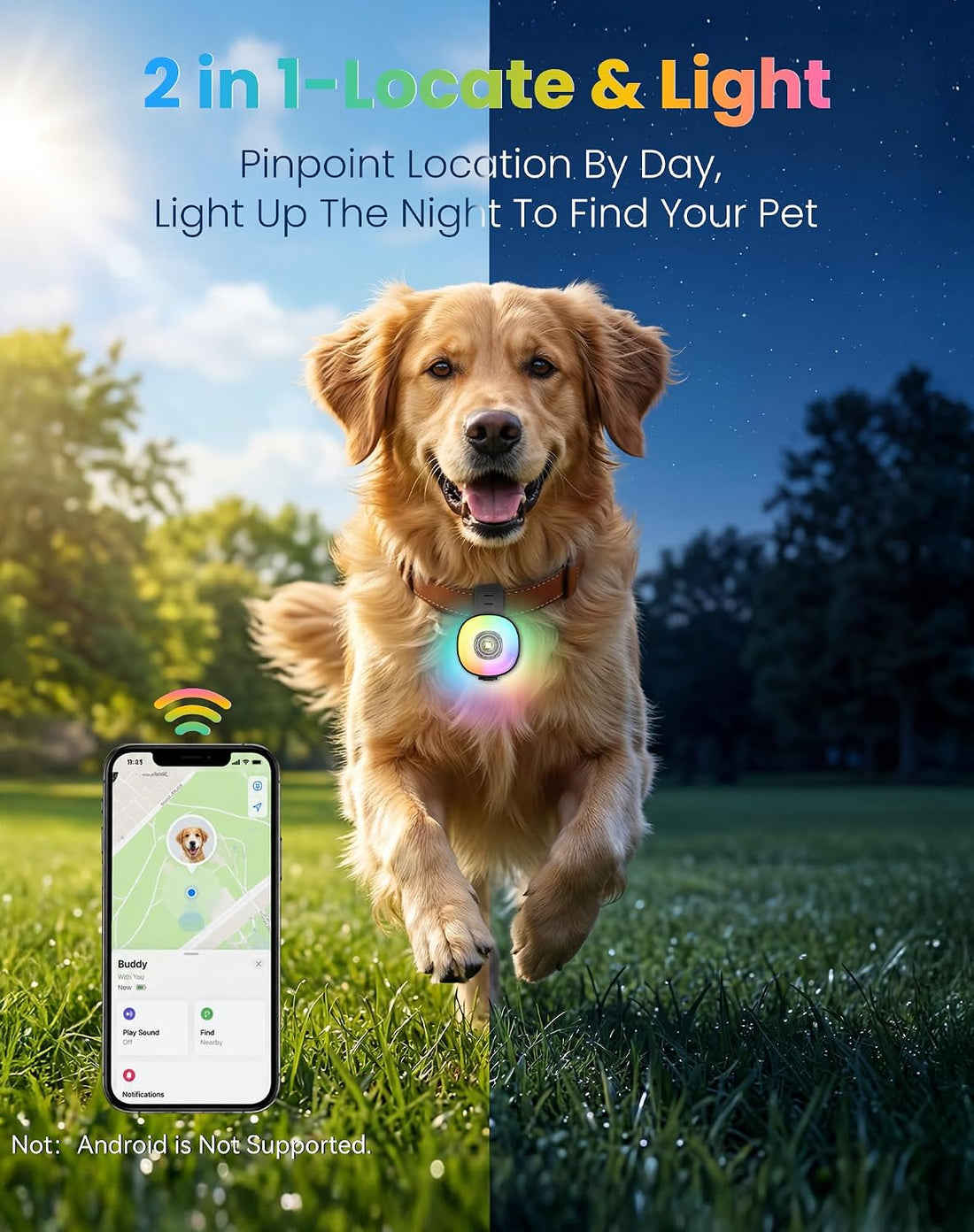 Zellar 2-in-1 Dog Tracker GPS with LED Light