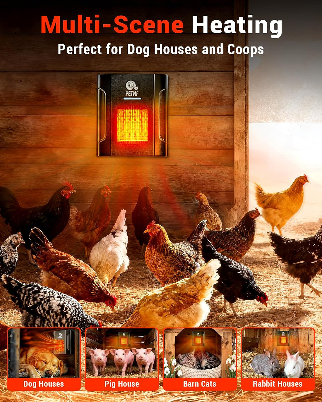 PETNF Dog House Heater – 45℉ to 113℉ Thermostat with WiFi App Control