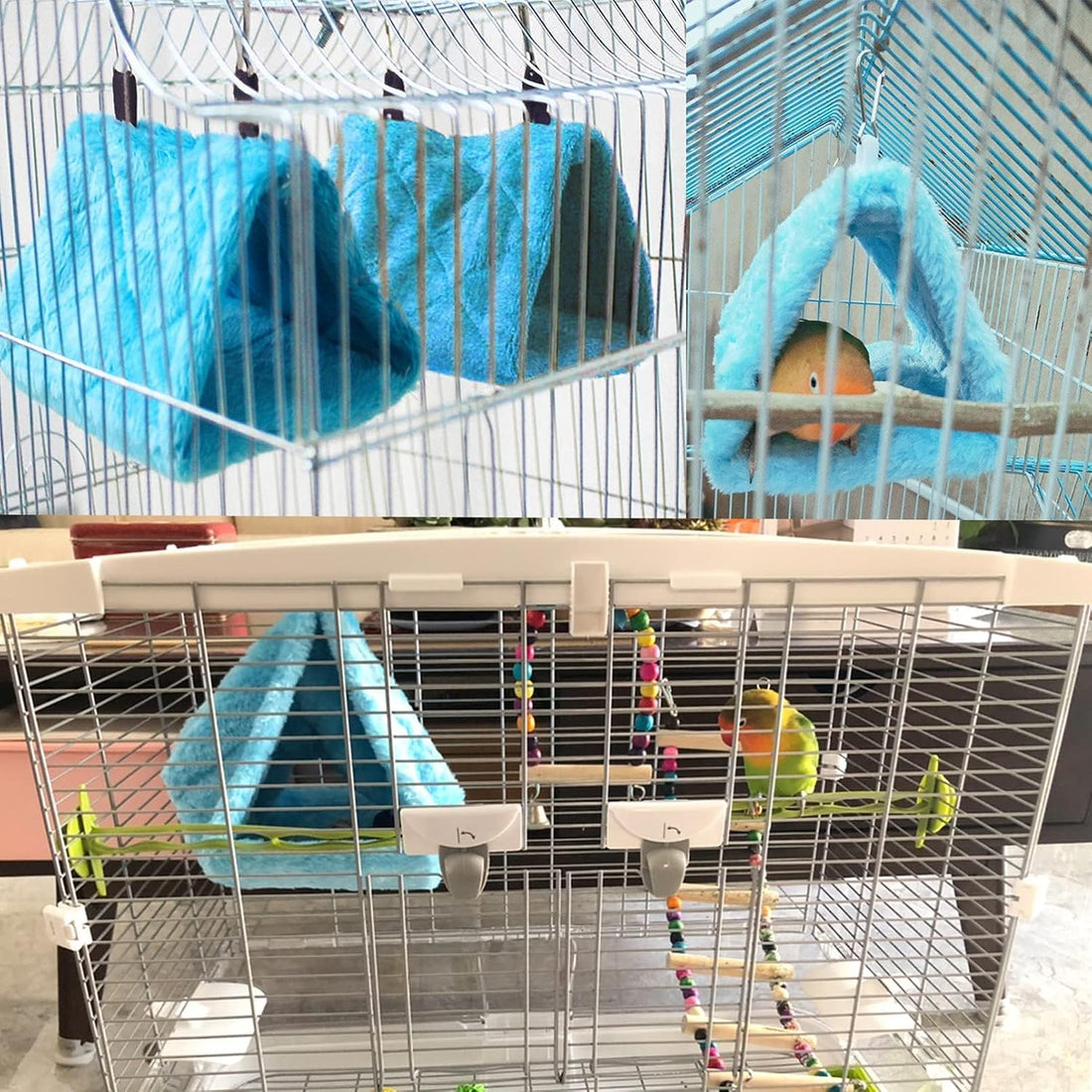 2Pcs Bird Tent Plush Hammock Warm Hut Hanging Nest for Cage