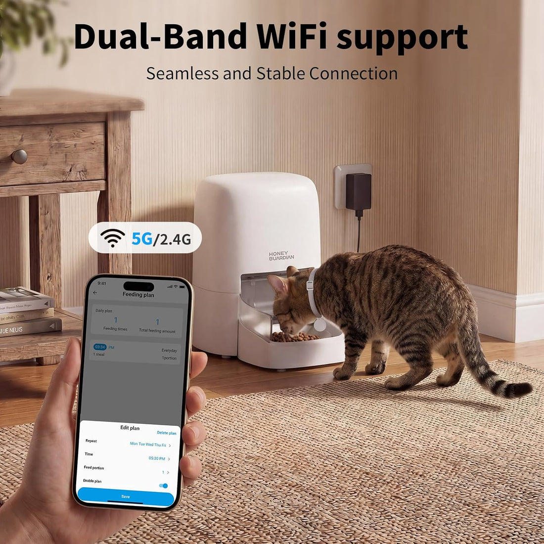 HoneyGuaridan RFID Automatic Cat Feeder with Collar Tag-Activated