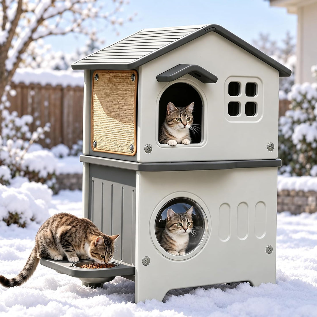 Insulated Outdoor Cat House Weatherproof for Feral Multi Cat