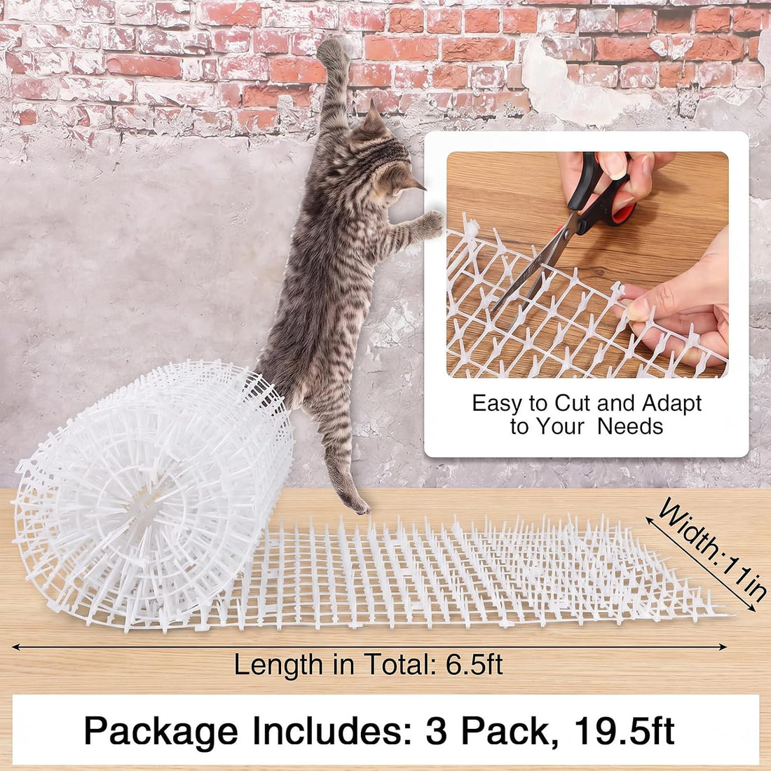 Abbylike 3 Pack 6.5 ft Cat Repellent Mat with Soft Spikes