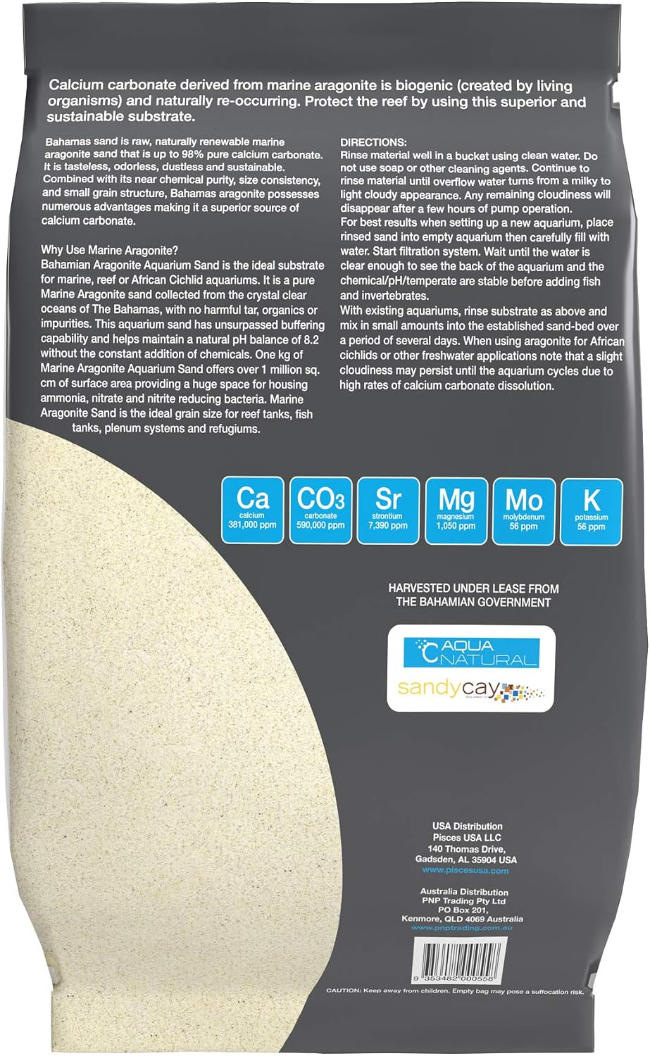 Aqua Natural Aquarium Substrate, African CICHILD Aragonite Sand, 10LB