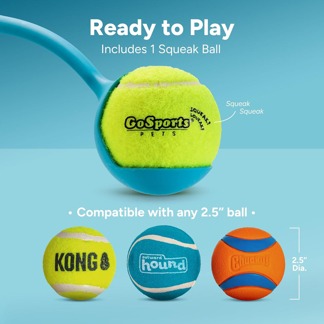 GoSports Pets 12 Inch Dog Ball Launcher with 2.5" Squeaky Tennis Ball