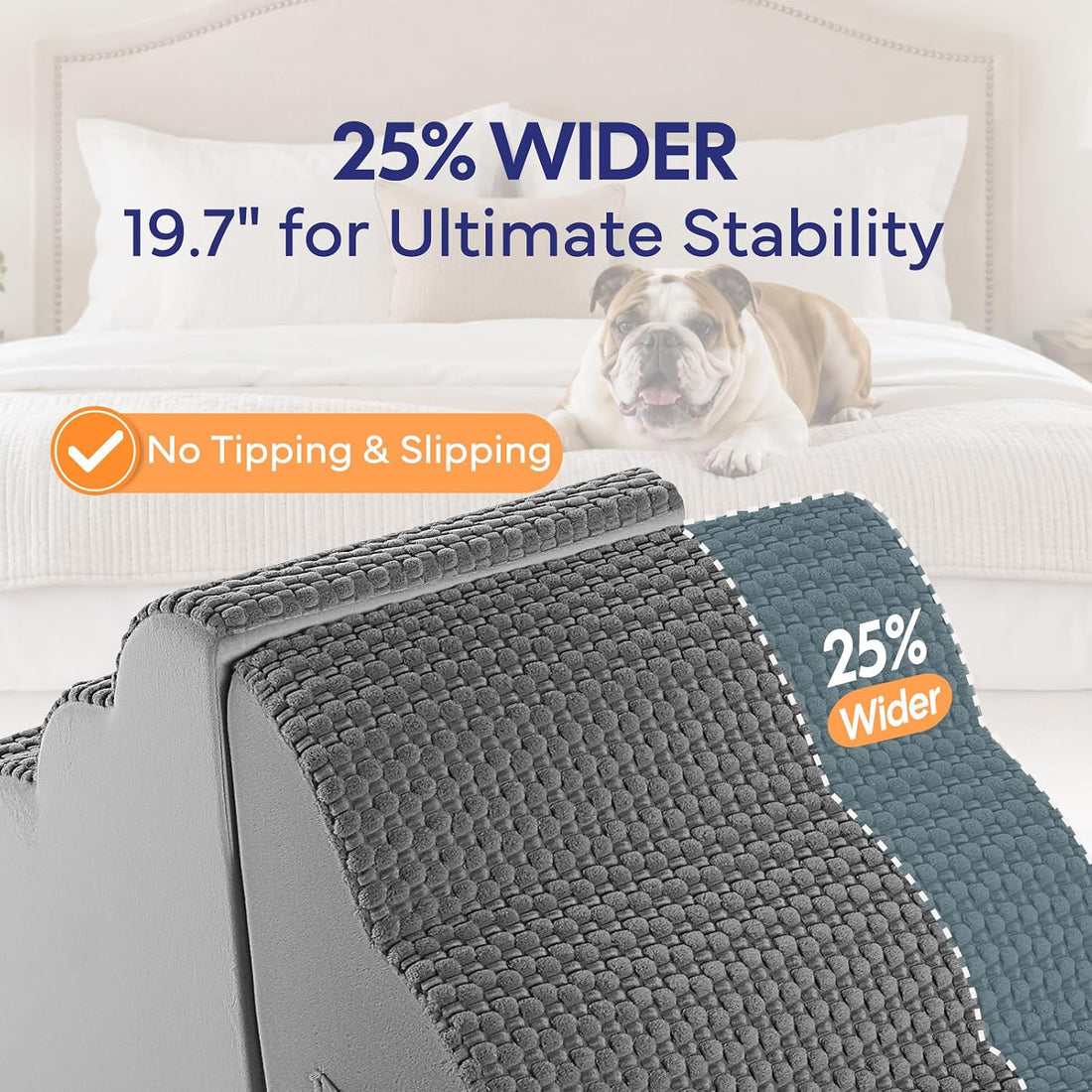 Dog Stairs for Large Dogs, Extra Wide 20" Dog Ramp for Bed