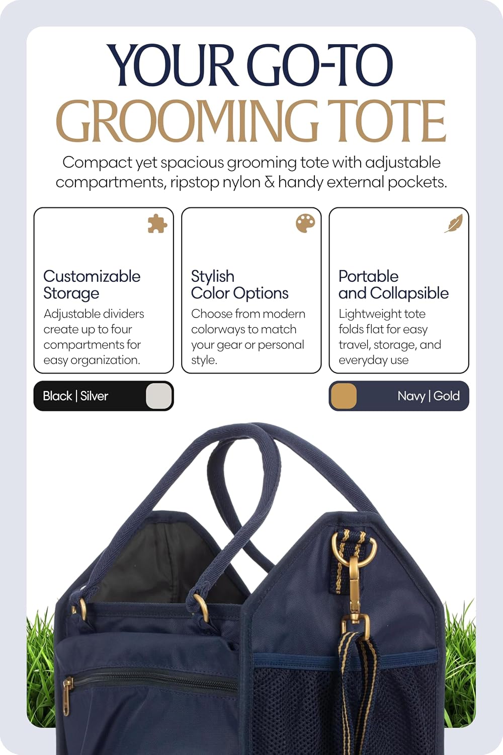 Equinavia Darby Horse Grooming Bag, Collapsible Tote with Strap