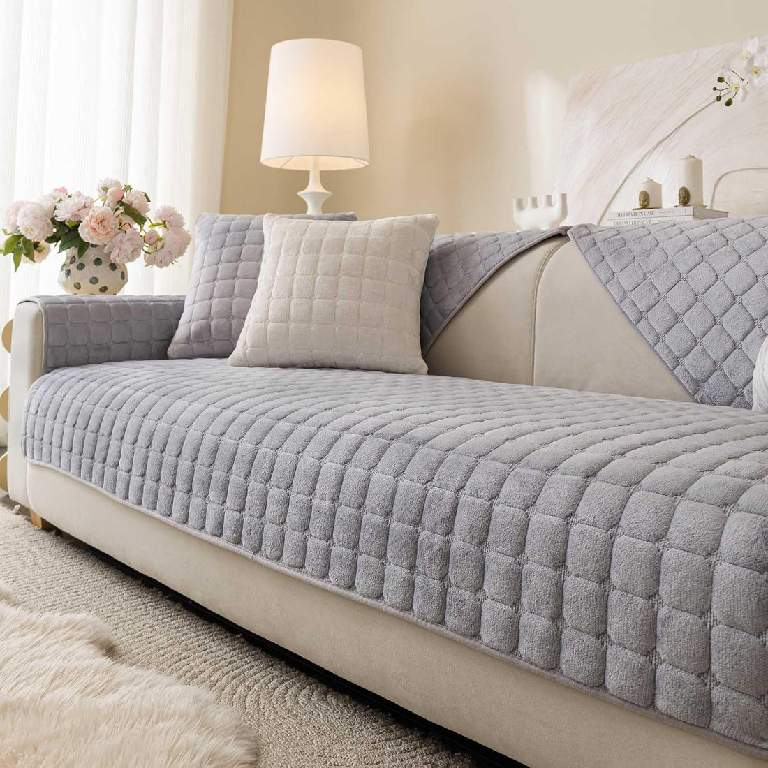 Velvet Washable Couch Cover,Nonslip Sofa Cover for Dogs.