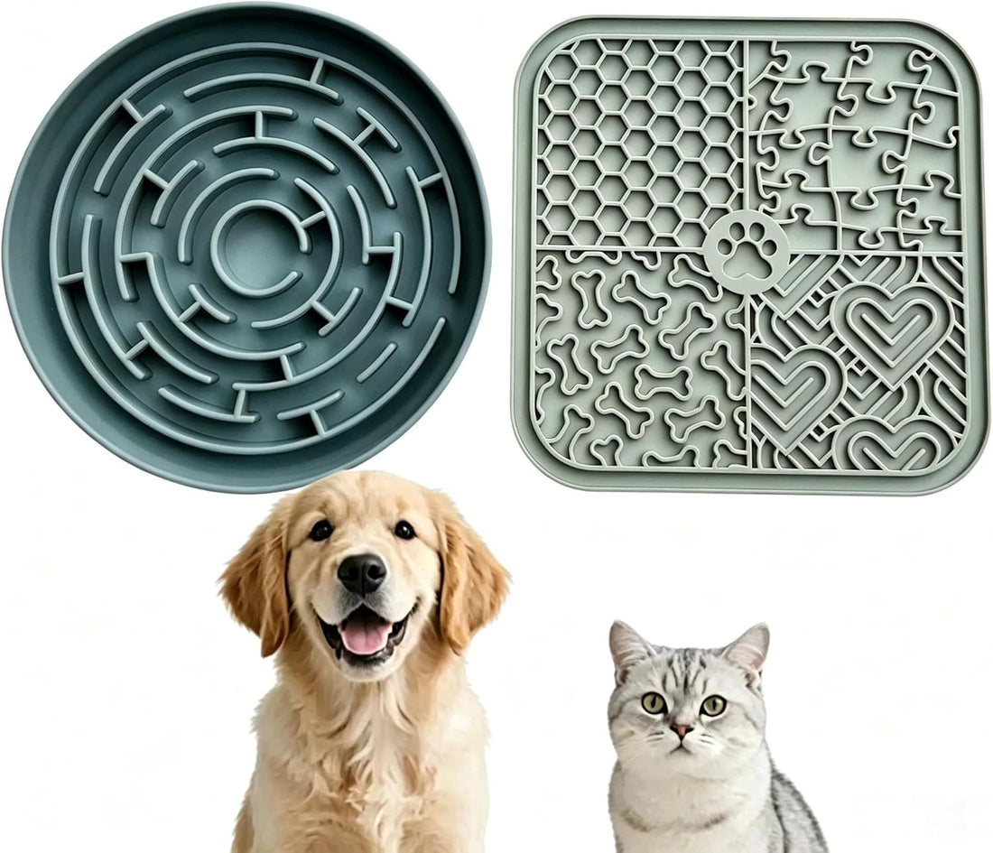 YCT Dog Cat Lick Mat and Slow Feeder Bowl Set