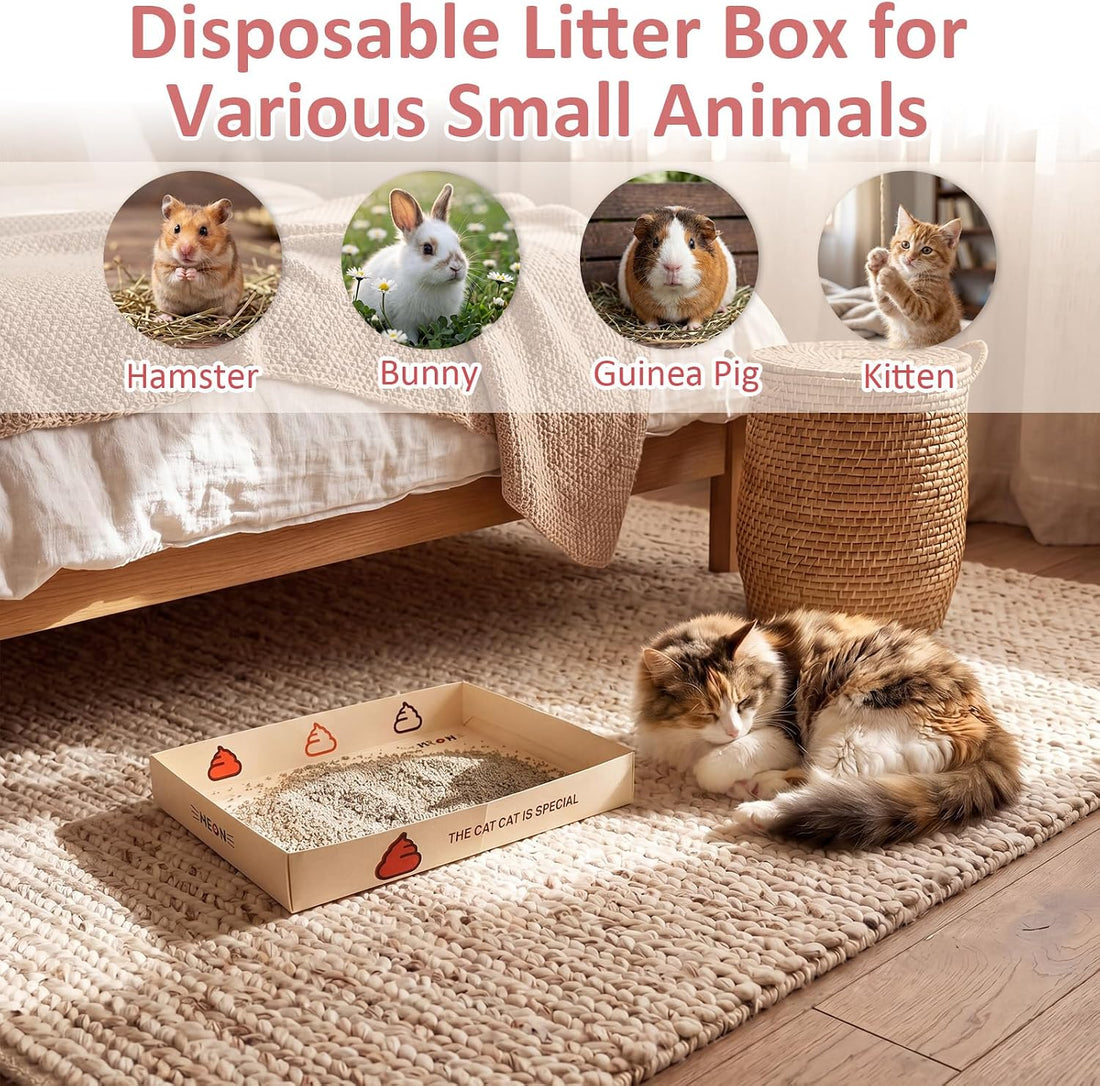 Amyhill 24 Pack Disposable Cat Litter Box Foldable Waterproof Kitten