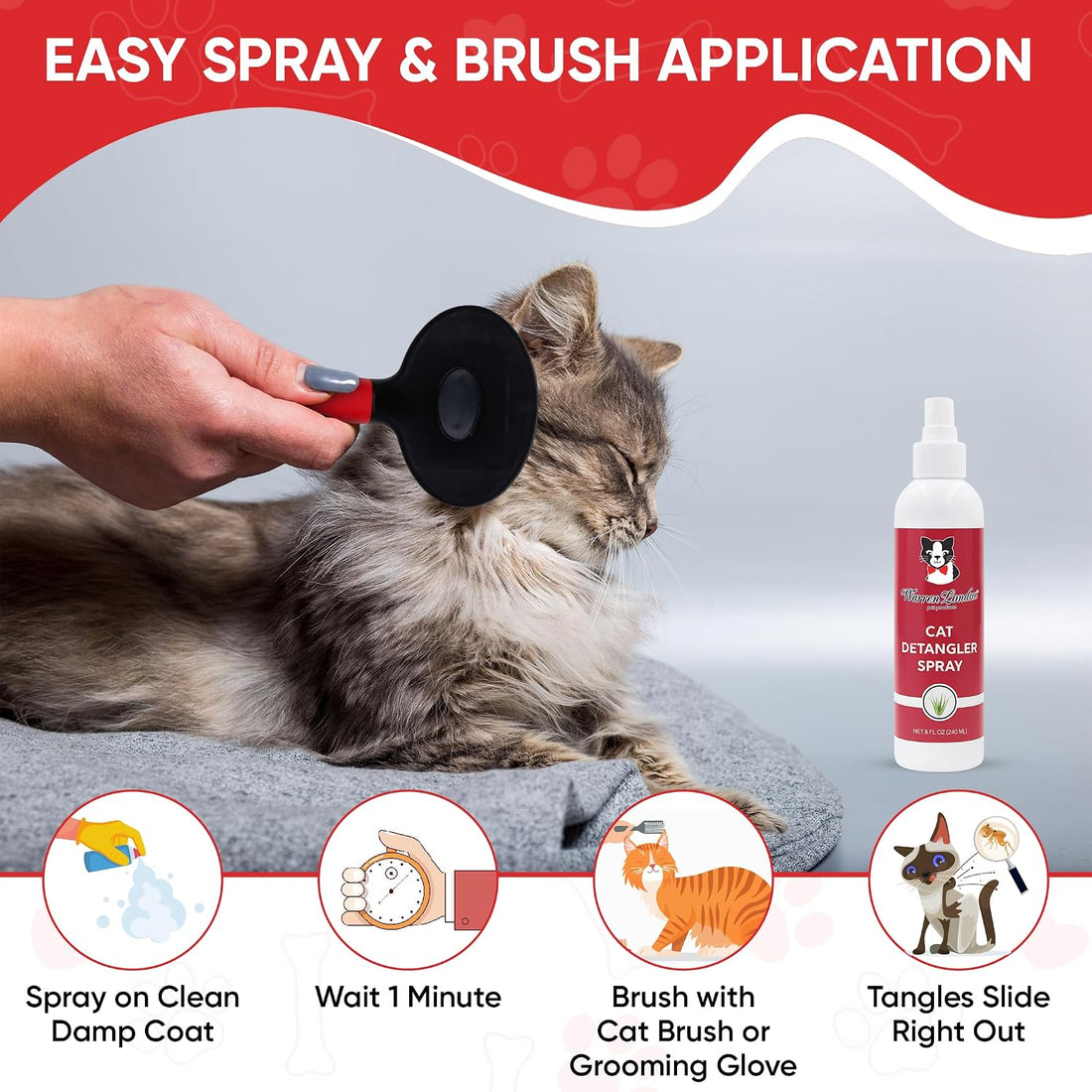 Warren London Cat Detangler Spray, Unscented Leave-in Conditioner