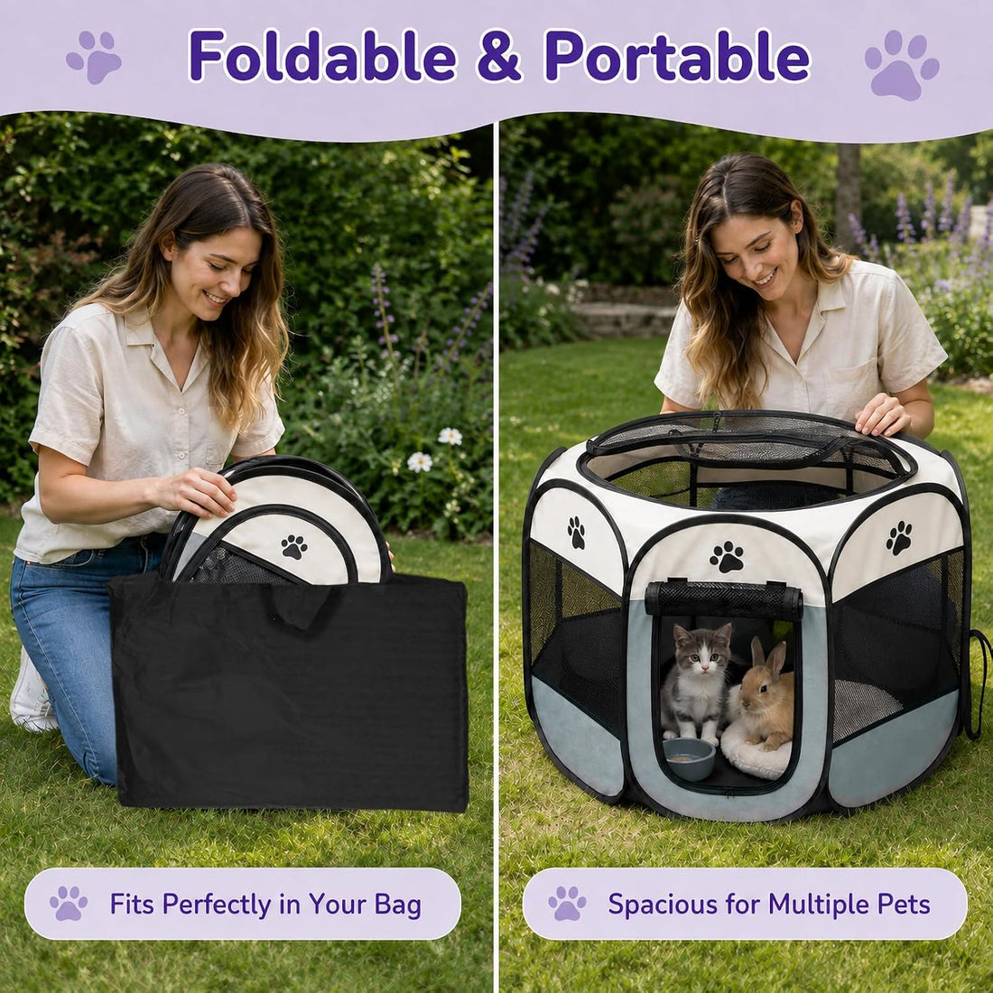 Portable Pet Playpen, Foldable Outdoor Small Animal Tent
