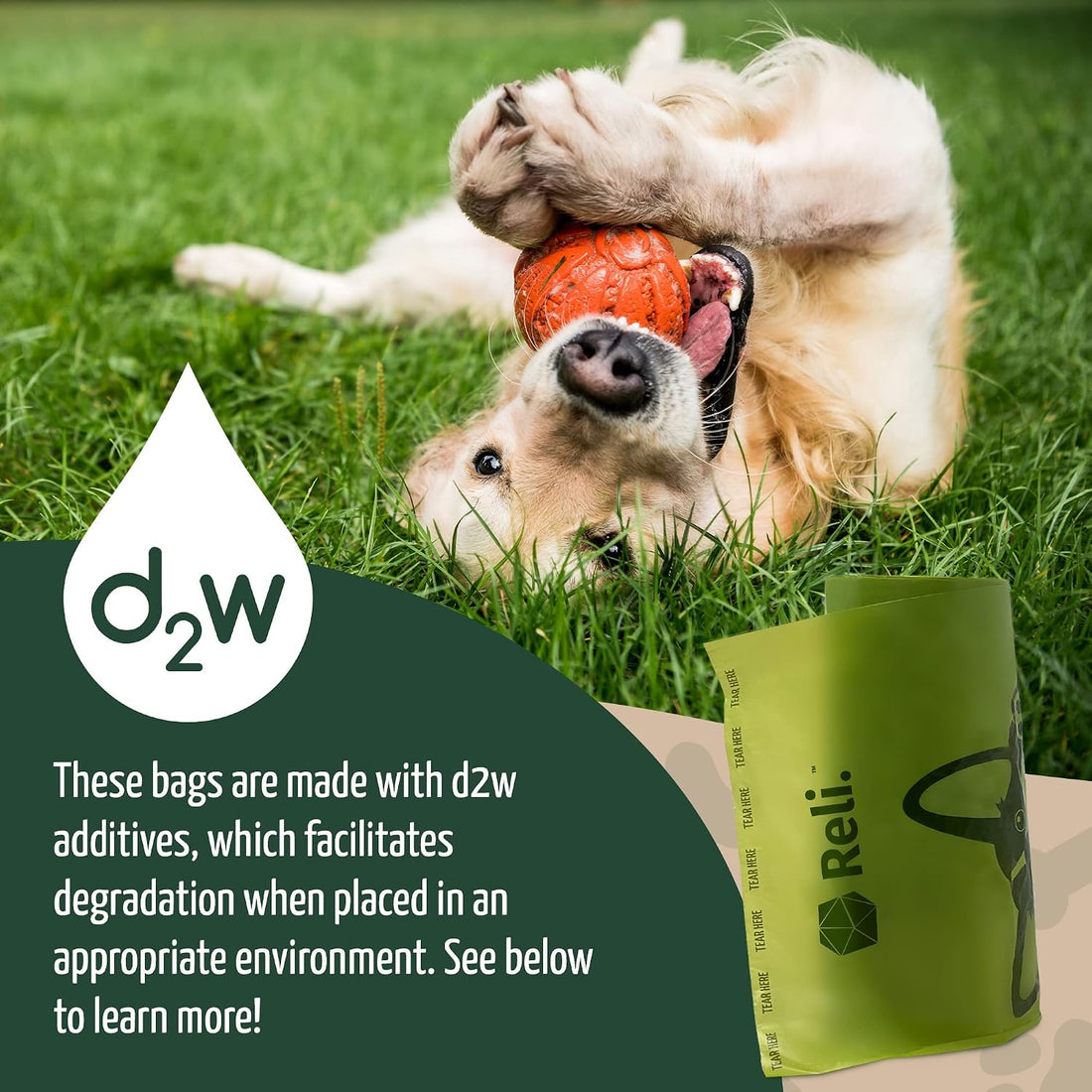 Reli. Biodegradable Dog Poop Bags w/Holder