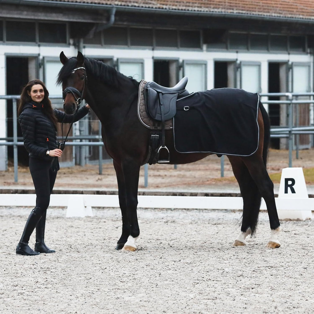 Horze Kiel Fleece Quarter Sheet - Black - Horse