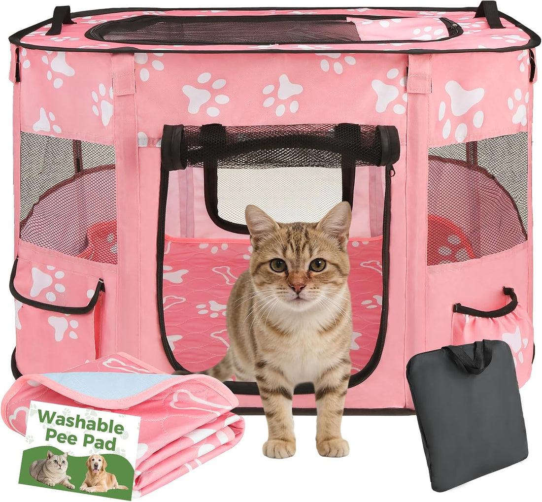 Homimp Portable Pet Playpen for Indoor Cats & Puppies