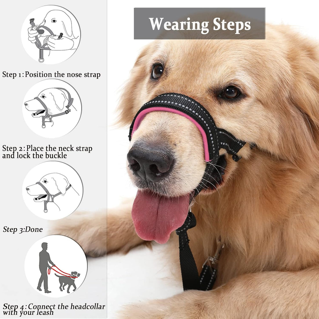 BARKLESS Dog Head Collar, No Pull Training Collar with Soft Padding