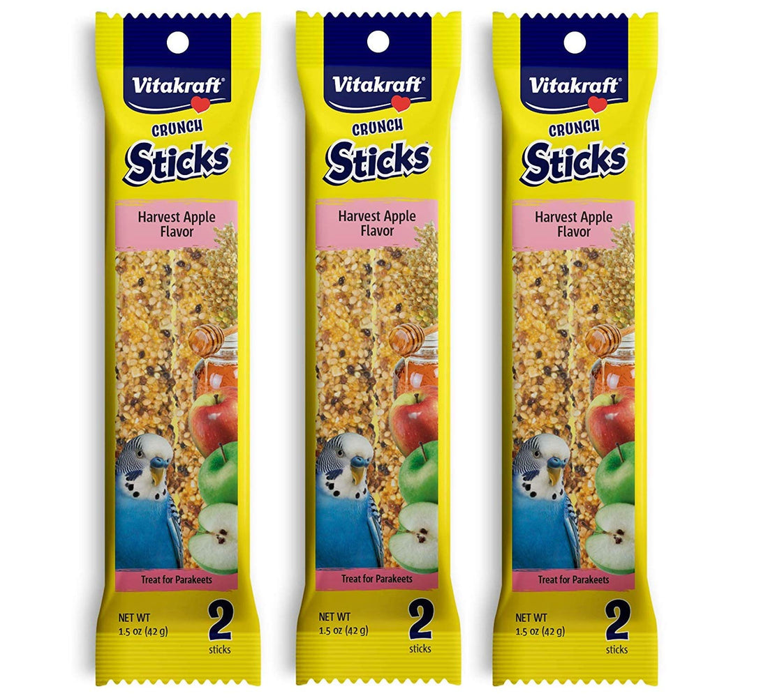 Vitakraft 3 Pack of Harvest Apple Crunch Sticks for Parakeets