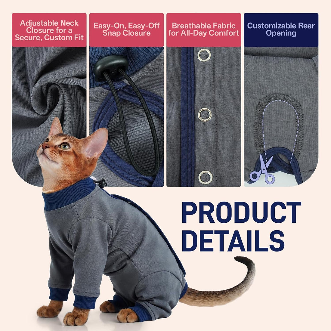 Cat Recovery Suit for Spay & Neuter,Hind Leg Healing Protector