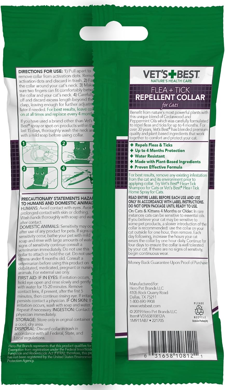 Vet's Best Flea & Tick Repellent Collar for Cats