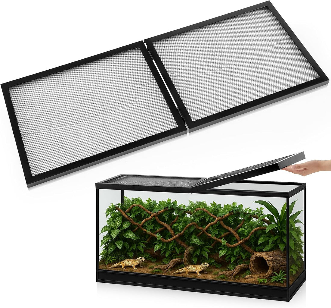 Landhoow 55 Gallon Aquarium Lid with Center Hinge, Fish Tank Screen