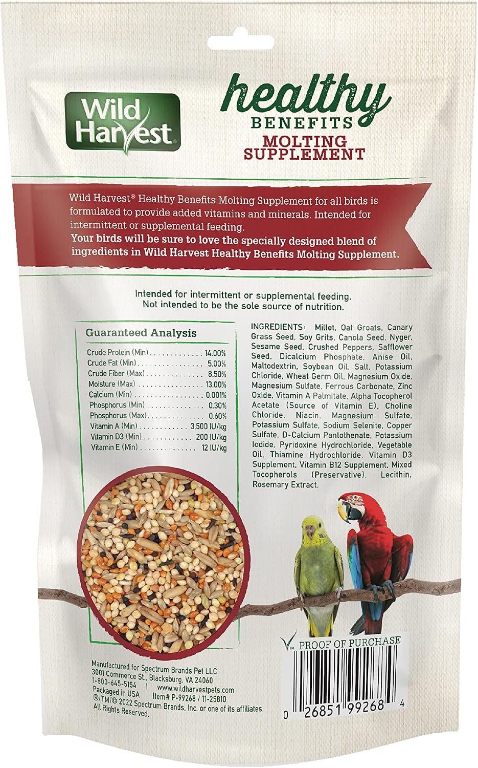 Wild Harvest Healthy Benefits Molting Supplement, 7.5 Oz.