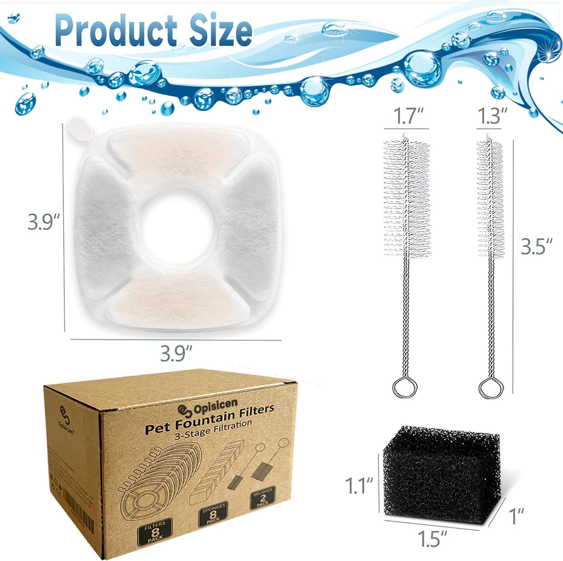 34 Pcs Cat Water Fountain Filters Replacement Compatible with VEKEN