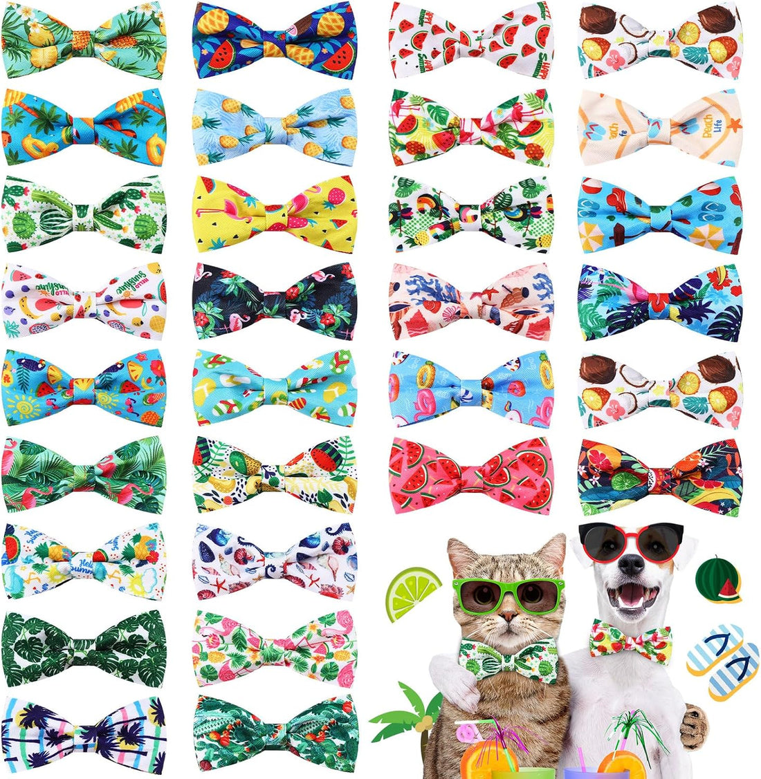 Talltalk 30 Pcs Fall Dog Bow Ties Fall Style, Pet Collar Bows for Cats