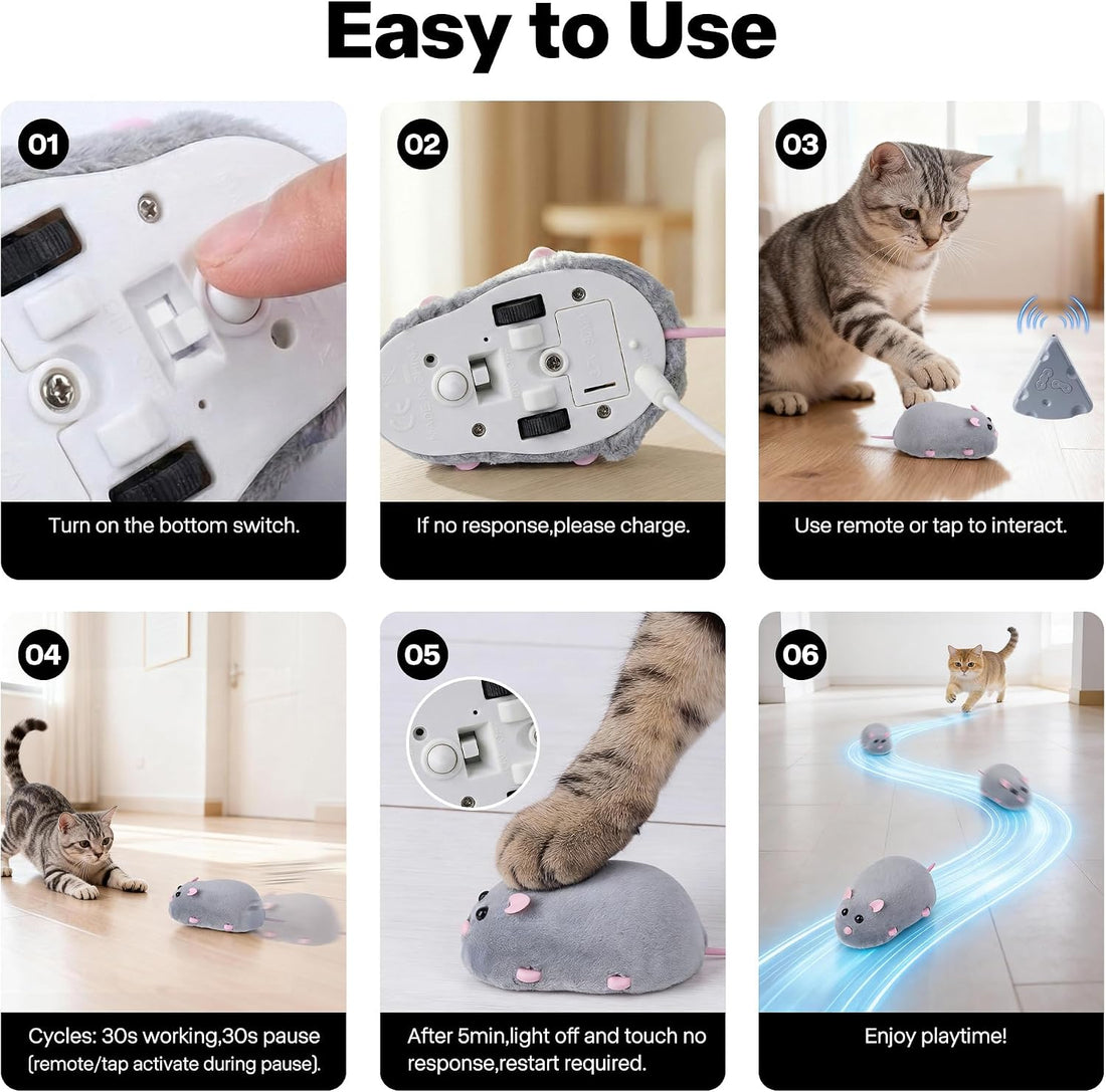 Pet Prime Interactive Cat Mouse Toy with Remote Control,Rechargeable