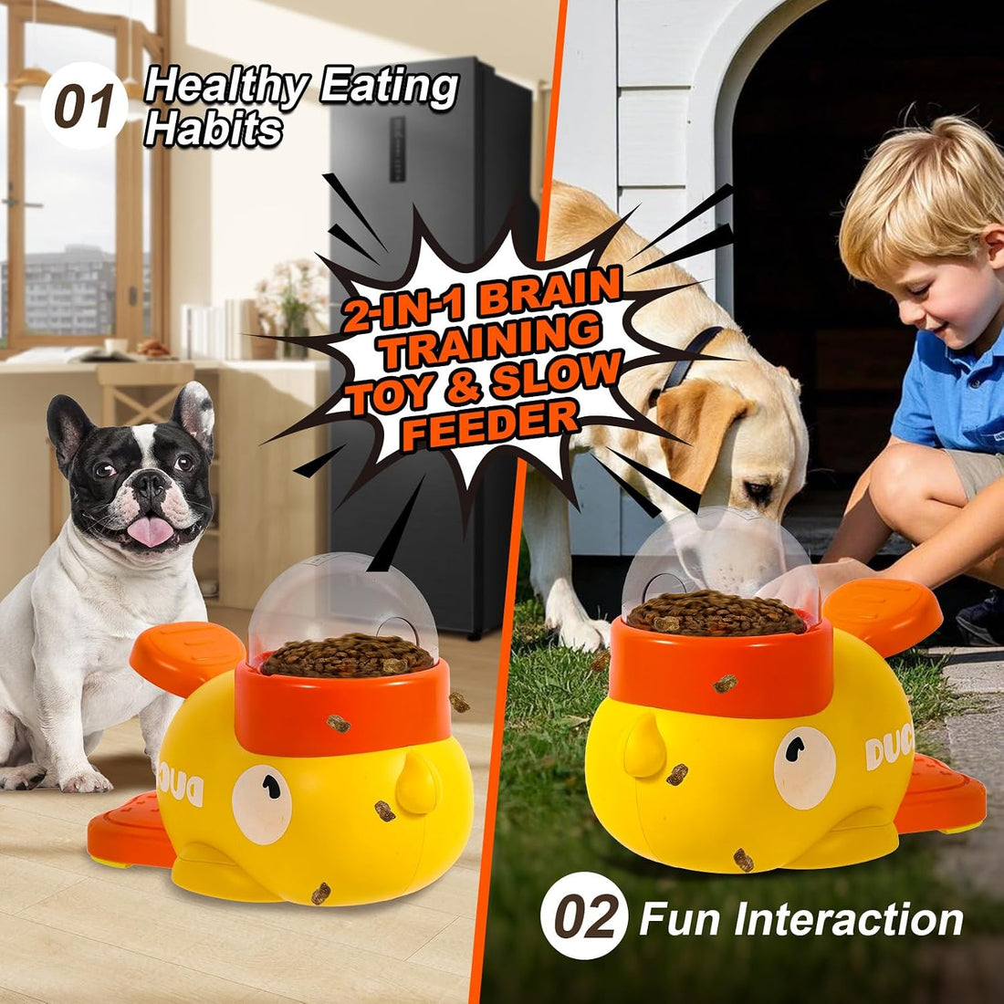 Duck Dog Slow Feeder Puzzle Toy, 3 Adjustable Openings