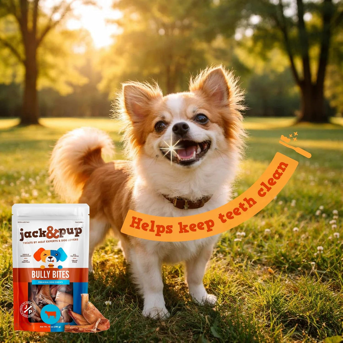 Jack&Pup Bully Bites, Small Bully Sticks for Small Dogs