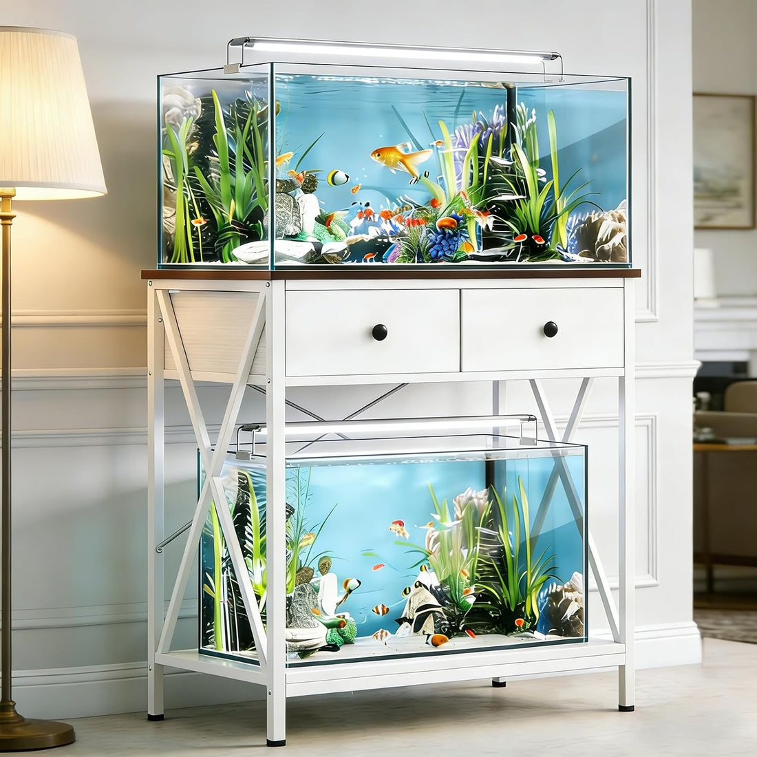 Fish Tank Stand with Drawer,20-29 Gallon Aquarium Stand Easy Assemble