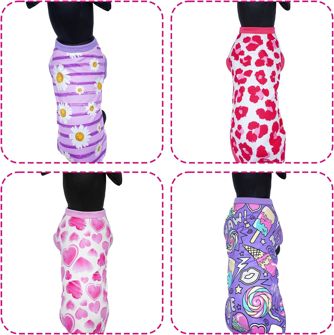 JpGdn 8PCS/Pack Dog Shirts Pink for Small Dog Girl Female Sleeveless