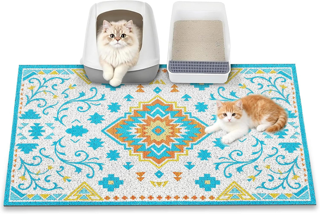 Cat Litter Mat, 24" x 16" Litter Box mat, Traps 100% Litter