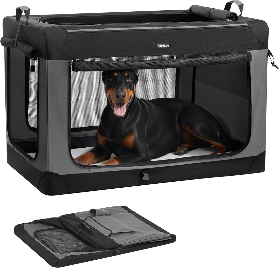 Feandrea Collapsible Dog Crate, Portable Oxford Fabric Pet Carrier