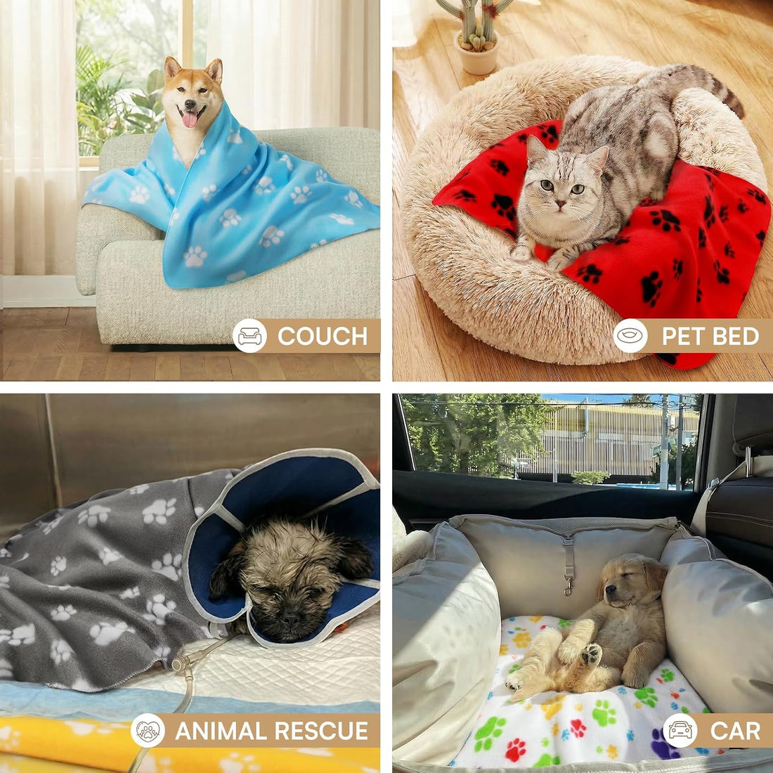 LINENLUX Fleece Dog Blankets 6-Pack
