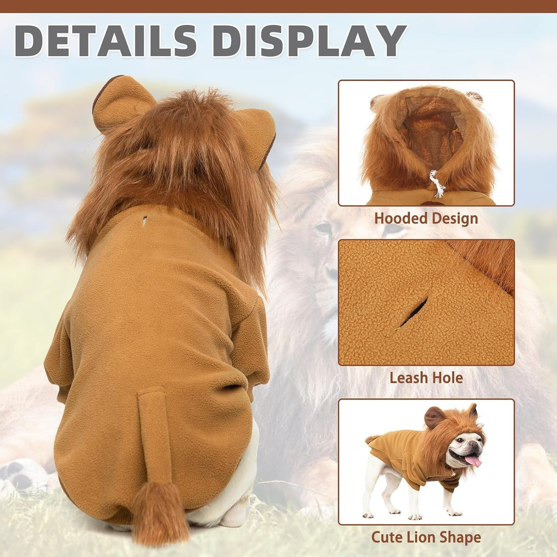 KOOLTAIL Dog Lion Mane Costume Clothes