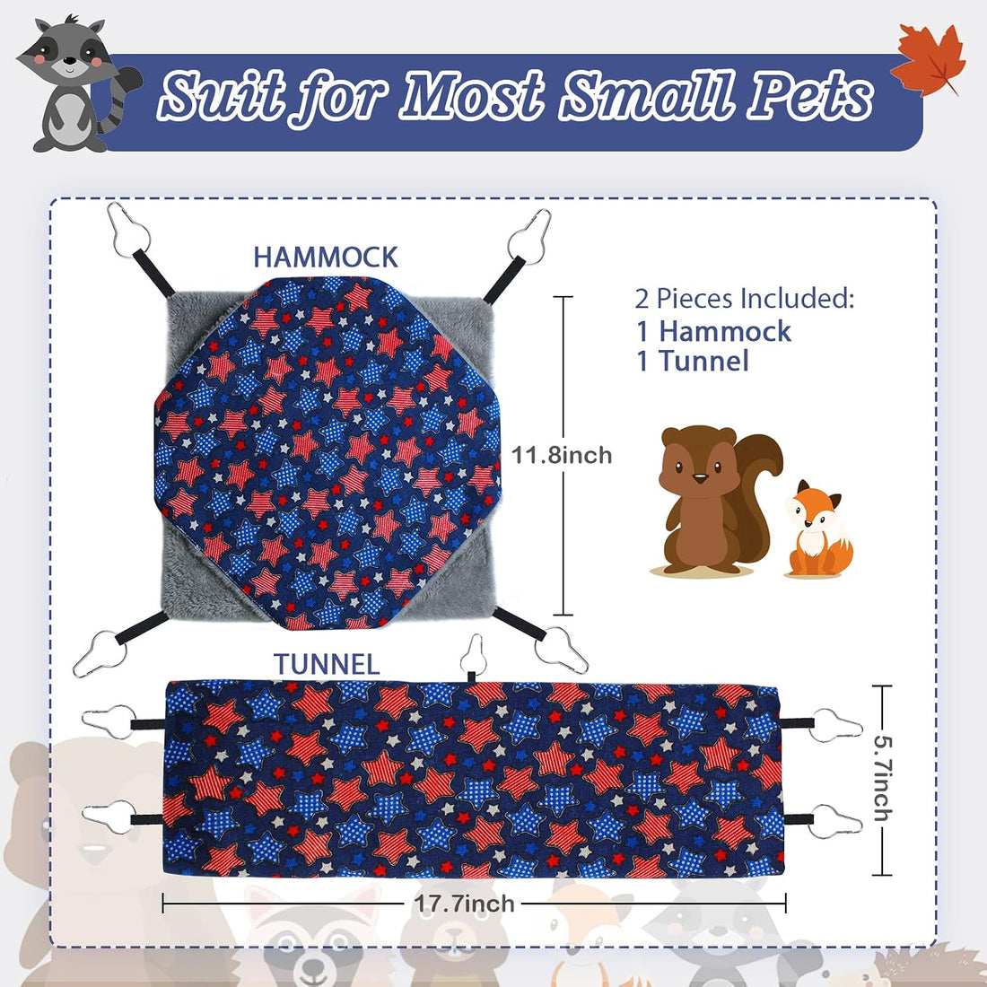 petonfun Ferret Rat Hammock Tunnel for Cage Guinea Pig Hideout Toy Bed