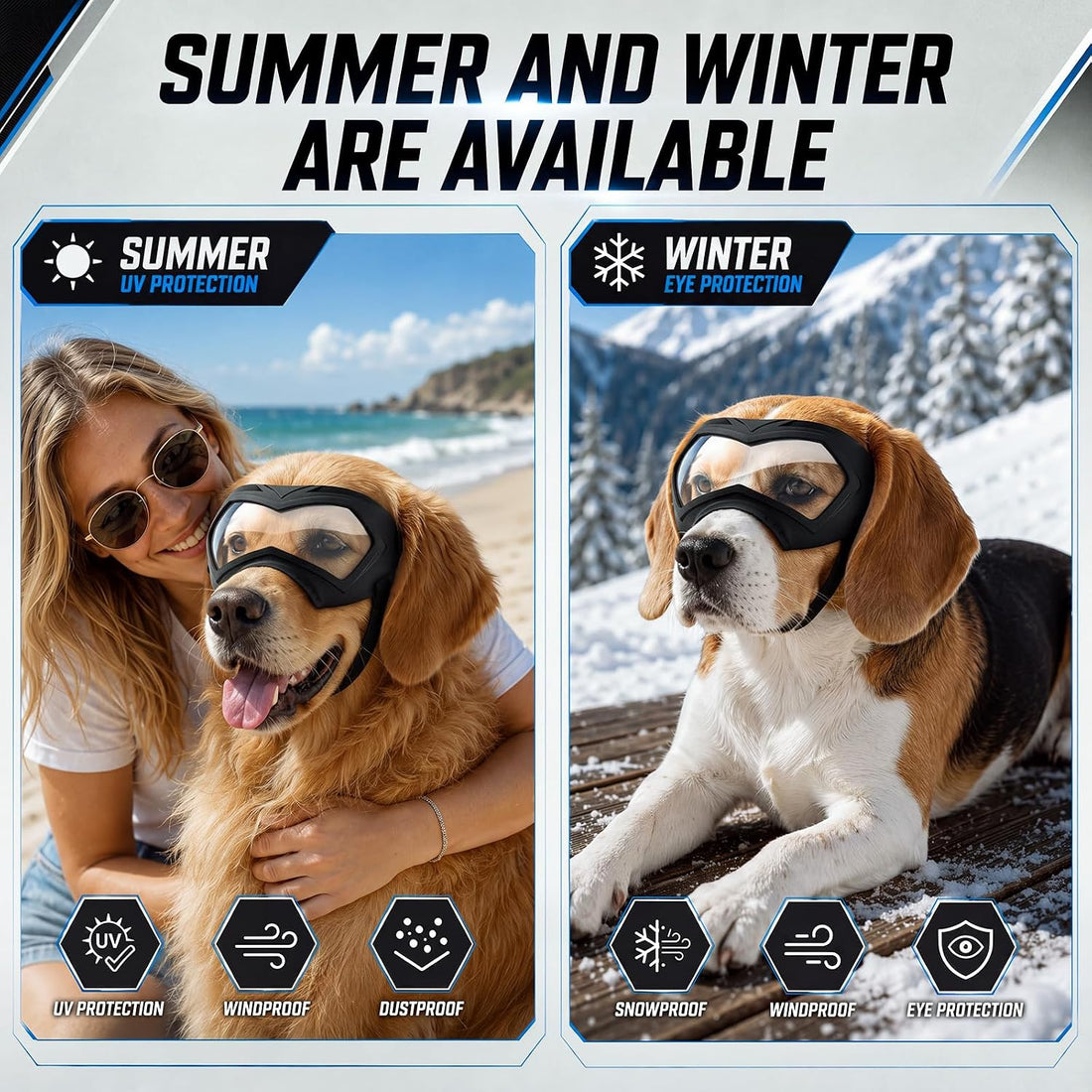 Dog Goggles for Large Dogs Eye Protection Wide Snout